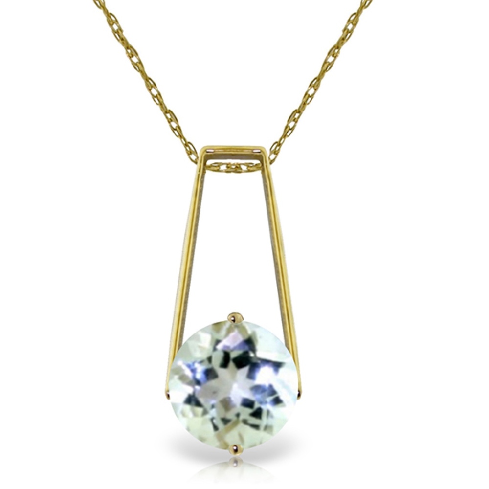 14K. SOLID GOLD GOLD NECKLACE WITH AQUAMARINE - Picture 1 of 6